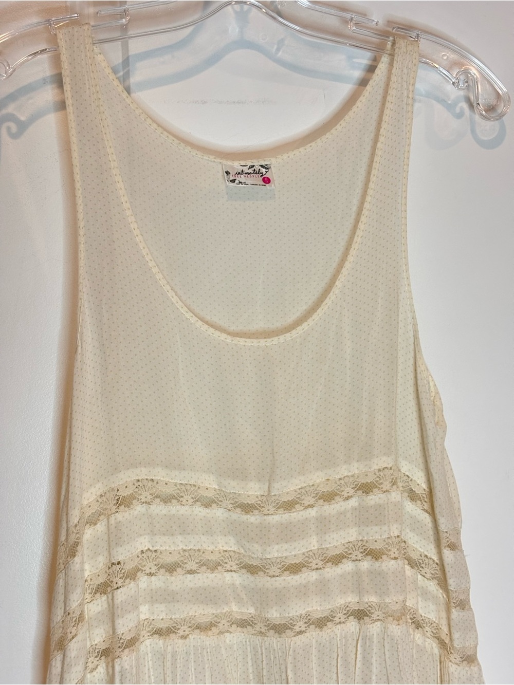 Intimately Free People cream Dot Lace Scoop Tunic Tank XS - Picture 2 of 9